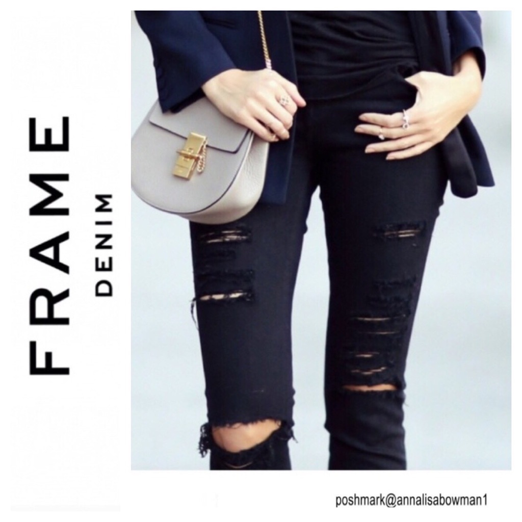 Frame Le Skinny De Jeanne Black Destroyed Jean